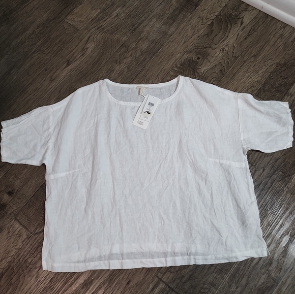 Eileen Fisher White Organic Linen Women's Plus Size Box Top 2XL NWT - Picture 2 of 14